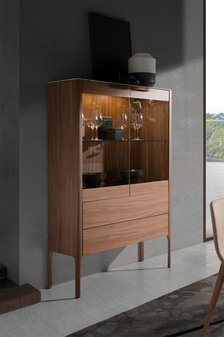 Vetrinetta 2 ante - Neutro - Ante e ripiani in vetro - 99 x 40 x 101 cm
