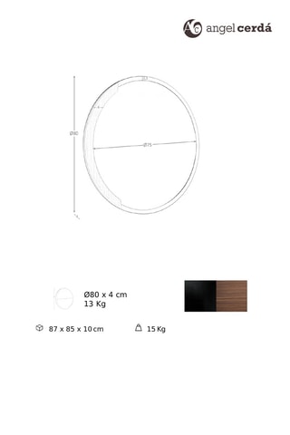 Specchio in legno - 80 x 4 x 80 cm