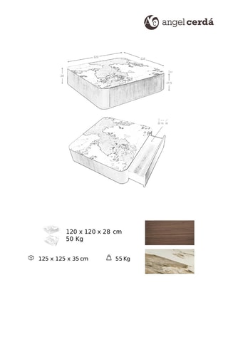 Tavolino in noce - 120 x 28 x 120 cm