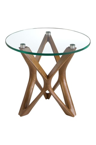 Tavolino - Neutro - Vetro temprato e legno - 50 x 41 x 50 cm