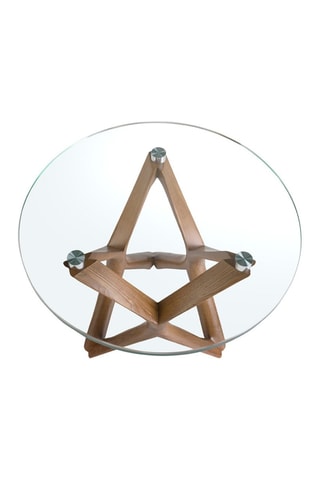Tavolino - Neutro - Vetro temprato e legno - 50 x 41 x 50 cm
