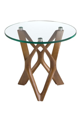 Tavolino - Neutro - Vetro temprato e legno - 50 x 41 x 50 cm