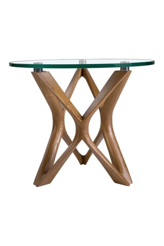 Tavolino - Neutro - Vetro temprato e legno - 50 x 41 x 50 cm