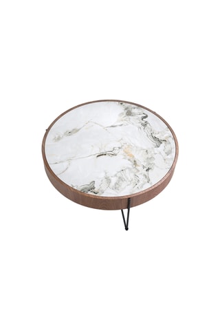 Tavolino porcellana e legno - 81 x 81 x 33 cm