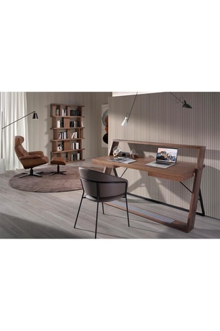 Scrivania in legno - Effetto noce e nero - 170 x 105 x 76 cm
