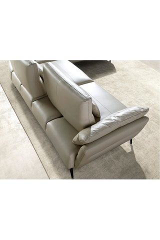 Canapé d'angle droit en pin - Beige - 5 places - En cuir