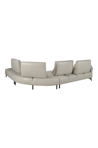 Canapé d'angle droit en pin - Beige - 5 places - En cuir
