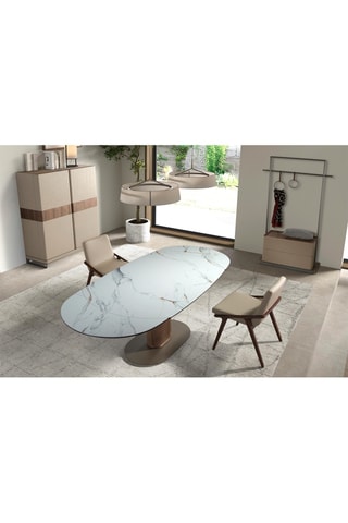 Credenza 2 ante in noce e pelle - 120 x 50 x 150 cm