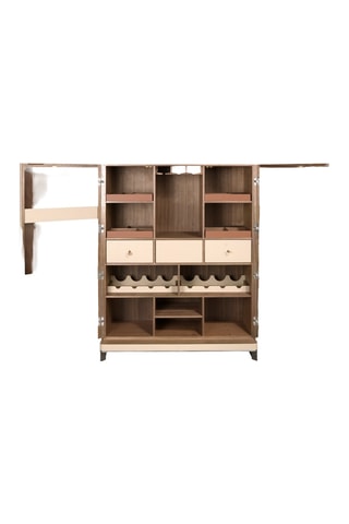 Credenza 2 ante in noce e pelle - 120 x 50 x 150 cm