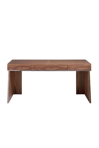 Scrivania - Effetto noce e argentato - Struttura in legno placcato noce - 160 x 61 x 76 cm