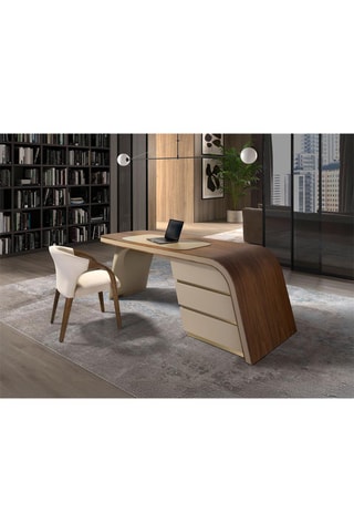Sedia - Beige ed effetto noce - 62 x 61 x 78 cm
