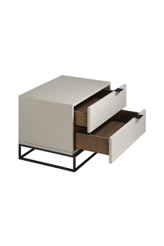 Comodino 2 cassetti - Grigio chiaro e nero - 55 x 41 x 41 cm