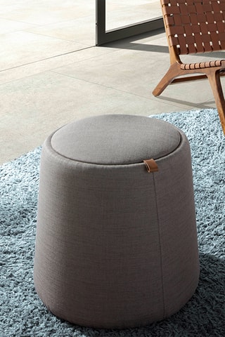 Pouf - Effetto rovere e grigio - In tessuto