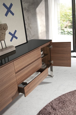 Credenza 3 ante - Effetto noce e argentato