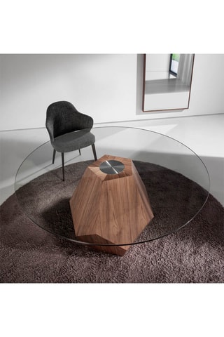 Tavolo da pranzo in legno massiccio e vetro - 150 x 150 x 74 cm