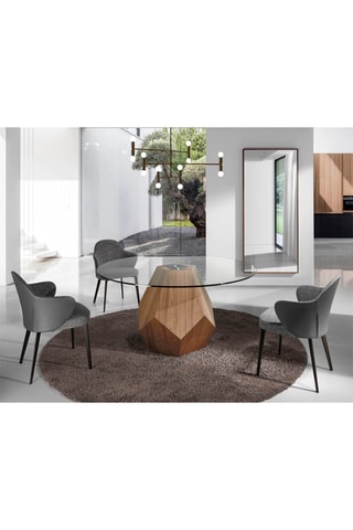 Tavolo da pranzo in legno massiccio e vetro - 150 x 150 x 74 cm
