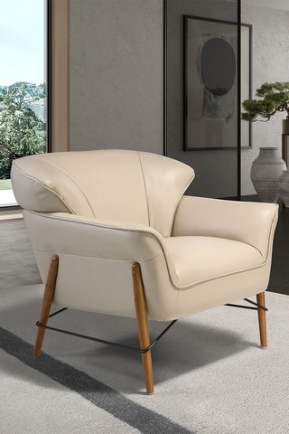 Poltrona - Beige - In pelle