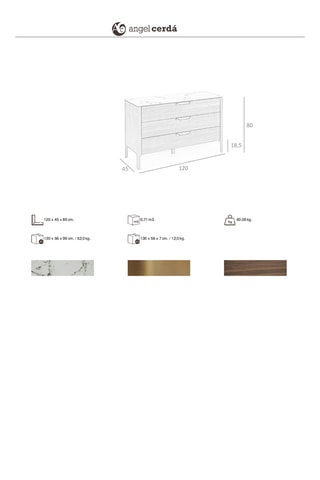 Credenza 3 cassetti - Effetto noce e grigio