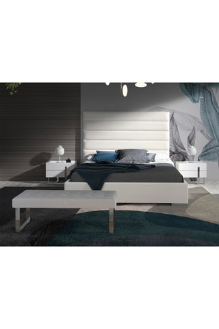 Comodino 2 cassetti - Bianco e argentato - 60 x 42 x 45 cm