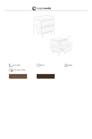 Comodino in legno - 59 x 47 x 56 cm