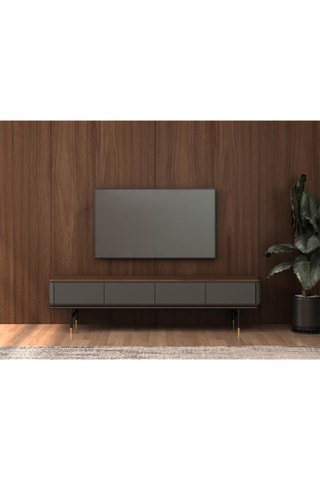 Mobile TV 4 cassetti - Effetto noce e ardesia - 200 x 50 x 45 cm