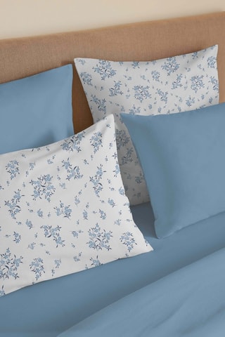 Parure de couette en coton 57 fils/cm² Bergame - Bleu