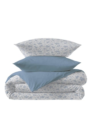 Parure de couette en coton 57 fils/cm² Bergame - Bleu