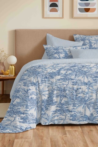 Parure de couette réversible en coton 57 fils/cm²  Adama - Bleu