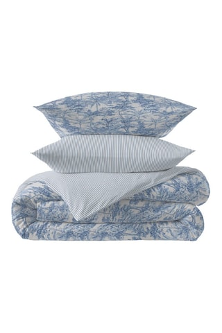 Parure de couette en coton 57 fils/cm² Florence - Blanc et Bleu