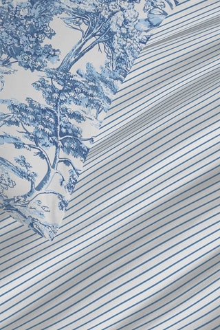 Parure de couette en coton 57 fils/cm² Florence - Blanc et Bleu