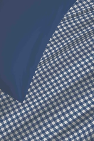 Parure de couette réversible en coton 57 fils/cm² - Bleu et blanc