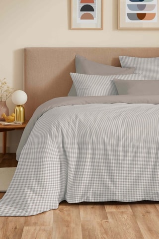 Parure de couette réversible en coton 57 fils/cm² - Bleu et blanc