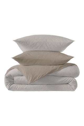 Parure de couette réversible en coton 57 fils/cm² - Bleu et blanc