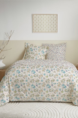 Parure de couette en coton 57 fils/cm² - Bleu et rose