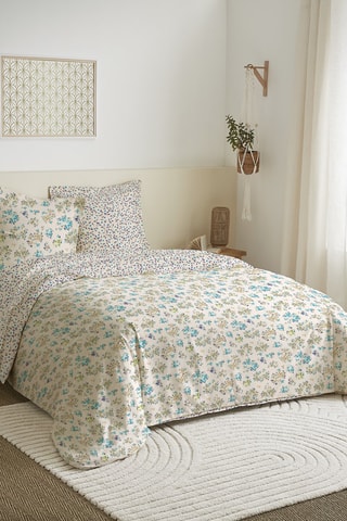 Parure de couette en coton 57 fils/cm² - Bleu et rose