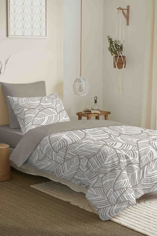 Parure de couette réversible en coton 57 fils/cm² - Bleu et blanc