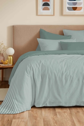 Parure de couette en coton 57 fils/cm² Diana - Vert et blanc
