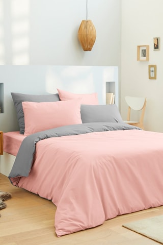 Parure de couette réversible en coton 57 fils/cm² - Rose