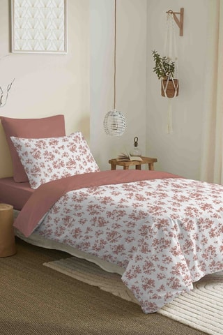Parure de couette réversible en coton 57 fils/cm² - Pêche