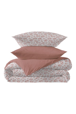 Parure de couette réversible en coton 57 fils/cm² - Pêche