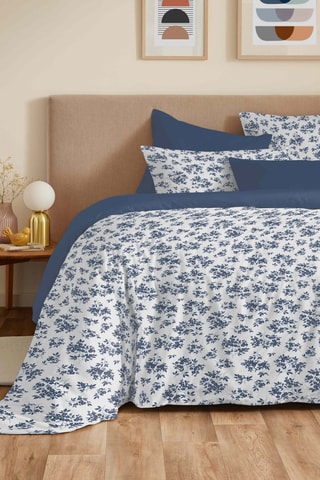 Parure de couette en coton 57 fils/cm² Diana - Bleu et blanc