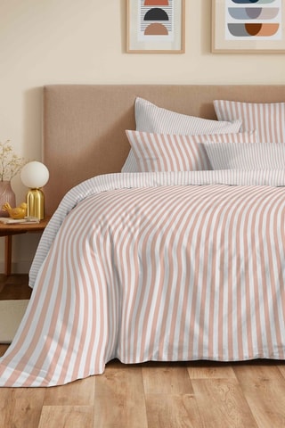 Parure de couette en coton 57 fils/cm² Florence - Blanc et beige
