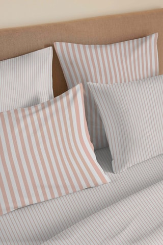 Parure de couette en coton 57 fils/cm² Florence - Blanc et beige