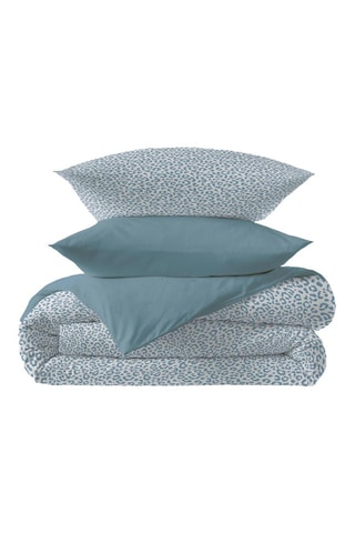 Parure de couette réversible en coton 57 fils/cm² - Beige et vert