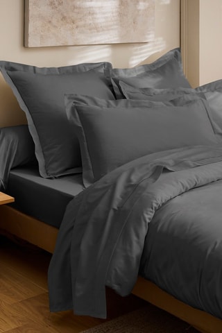 Drap plat en satin de coton 120 fils/cm² Prestige - Anthracite