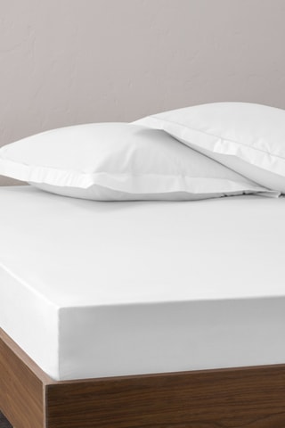Drap-housse en percale de coton 80 fils/cm² - Blanc