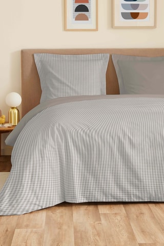 Parure de draps en coton 57 fils/cm² - Ecru et taupe