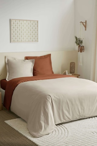 Parure de couette en coton 57 fils/cm² Duo Premium - Sable