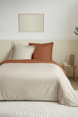 Parure de couette en coton 57 fils/cm² Duo Premium - Sable