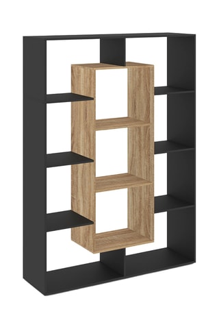 Etagère bibliothèque Paulette 11 compartiments bois et noire 143 cm